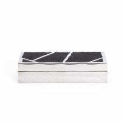  R Y Augousti Modern Box in Black Shagreen with Polished Stainless Steel by R Y Augousti - 4236282