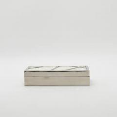  R Y Augousti Modern Box in Mother of Pearl with Polished Stainless Steel by R Y Augousti - 3854461