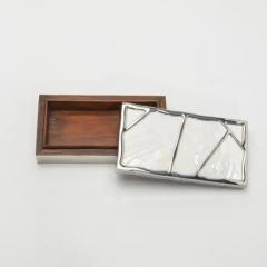  R Y Augousti Modern Box in Mother of Pearl with Polished Stainless Steel by R Y Augousti - 3854466