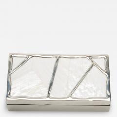  R Y Augousti Modern Box in Mother of Pearl with Polished Stainless Steel by R Y Augousti - 3878795