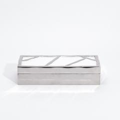  R Y Augousti Modern Box in White Shagreen with Polished Stainless Steel by R Y Augousti - 4236274