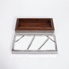  R Y Augousti Modern Box in White Shagreen with Polished Stainless Steel by R Y Augousti - 4236276