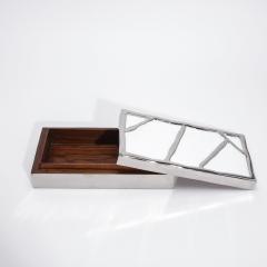  R Y Augousti Modern Box in White Shagreen with Polished Stainless Steel by R Y Augousti - 4236277