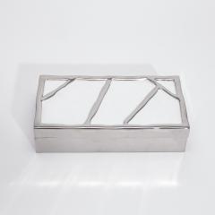  R Y Augousti Modern Box in White Shagreen with Polished Stainless Steel by R Y Augousti - 4236284