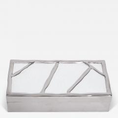  R Y Augousti Modern Box in White Shagreen with Polished Stainless Steel by R Y Augousti - 4249117