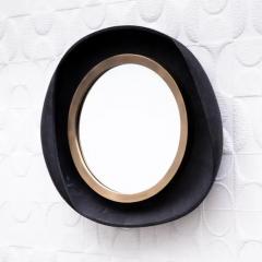  R Y Augousti Modern Mirror in Black Shagreen with Bronze Patina Brass Details by R Y Augousti - 3896121