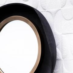  R Y Augousti Modern Mirror in Black Shagreen with Bronze Patina Brass Details by R Y Augousti - 3896122