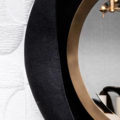  R Y Augousti Modern Mirror in Black Shagreen with Bronze Patina Brass Details by R Y Augousti - 3896152