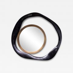 R Y Augousti Modern Mirror in Black Shell with Bronze Patina Brass Details by R Y Augousti - 3901211