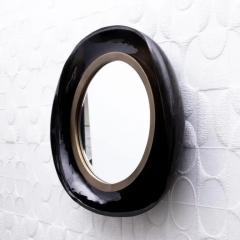  R Y Augousti Modern Mirror in Black Shell with Bronze Patina Brass by R Y Augousti - 3896138