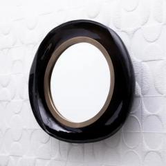  R Y Augousti Modern Mirror in Black Shell with Bronze Patina Brass by R Y Augousti - 3896140