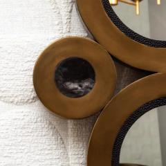  R Y Augousti Modern Mirror in Brass with Shagreen and Quartz Details by R Y Augousti - 3896133