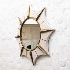  R Y Augousti Modern Mirror in Cream Shagreen with Bronze Patina Brass by R Y Augousti - 3896128