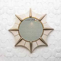  R Y Augousti Modern Mirror in Cream Shagreen with Bronze Patina Brass by R Y Augousti - 3896129