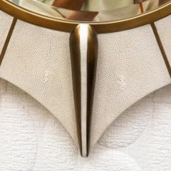  R Y Augousti Modern Mirror in Cream Shagreen with Bronze Patina Brass by R Y Augousti - 3896186