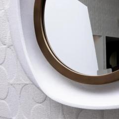  R Y Augousti Modern Mirror in White Shagreen with Bronze Patina Brass Details by R Y Augousti - 3896108