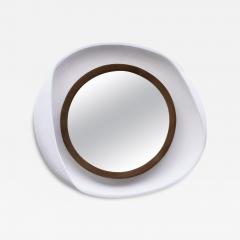  R Y Augousti Modern Mirror in White Shagreen with Bronze Patina Brass Details by R Y Augousti - 3901202