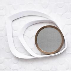  R Y Augousti Modern Mirror in White Shagreen with Bronze Patina Brass Details by R Y Augousti - 3896106
