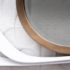  R Y Augousti Modern Mirror in White Shagreen with Bronze Patina Brass Details by R Y Augousti - 3896115