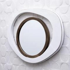  R Y Augousti Modern Mirror in White Shagreen with Bronze Patina Brass Details by R Y Augousti - 3896163