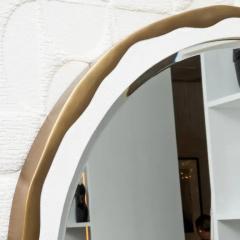  R Y Augousti Modern Mirror in White Shagreen with Bronze Patina Brass Details by R Y Augousti - 3896170
