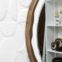  R Y Augousti Modern Mirror in White Shagreen with Bronze Patina Brass Details by R Y Augousti - 3896173