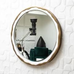  R Y Augousti Modern Mirror in White Shagreen with Bronze Patina Brass Details by R Y Augousti - 3896174