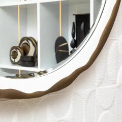  R Y Augousti Modern Mirror in White Shagreen with Bronze Patina Brass Details by R Y Augousti - 3896175