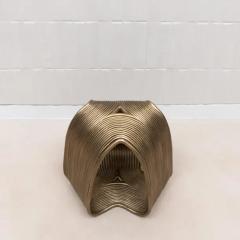  R Y Augousti Modern Sculptural Stool in Bronze Patina Brass by R Y Augousti - 3847195