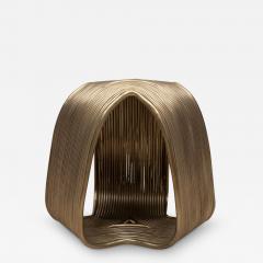  R Y Augousti Modern Sculptural Stool in Bronze Patina Brass by R Y Augousti - 3855139