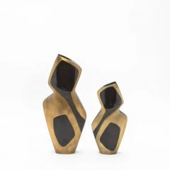  R Y Augousti Modern Sculptural Vase in Shagreen with Shell and Brass Details by R Y Augousti - 3876580