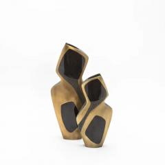  R Y Augousti Modern Sculptural Vase in Shagreen with Shell and Brass Details by R Y Augousti - 3876582