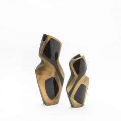  R Y Augousti Modern Sculptural Vase in Shagreen with Shell and Brass Details by R Y Augousti - 3876596