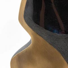  R Y Augousti Modern Sculptural Vase in Shagreen with Shell and Brass Details by R Y Augousti - 3876608