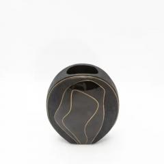  R Y Augousti Modern Vase in Shagreen with Black Shell and Brass Details by R Y Augousti - 3876777