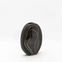  R Y Augousti Modern Vase in Shagreen with Black Shell and Brass Details by R Y Augousti - 3876836