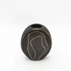  R Y Augousti Modern Vase in Shagreen with Black Shell and Brass Details by R Y Augousti - 3876860