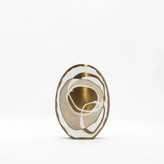  R Y Augousti Modern Vase in Shagreen with Mother of Pearls and Brass Details by R Y Augousti - 3876687
