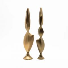  R Y Augousti Pair of Modern Abstract Sculptures in Bronze Patina Brass by Patrick Coard Paris - 3848361