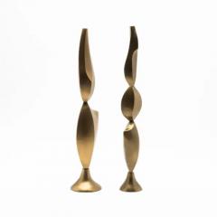  R Y Augousti Pair of Modern Abstract Sculptures in Bronze Patina Brass by Patrick Coard Paris - 3848362