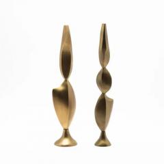  R Y Augousti Pair of Modern Abstract Sculptures in Bronze Patina Brass by Patrick Coard Paris - 3848363