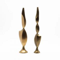  R Y Augousti Pair of Modern Abstract Sculptures in Bronze Patina Brass by Patrick Coard Paris - 3848364