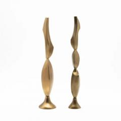  R Y Augousti Pair of Modern Abstract Sculptures in Bronze Patina Brass by Patrick Coard Paris - 3848365