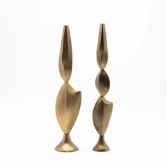  R Y Augousti Pair of Modern Abstract Sculptures in Bronze Patina Brass by Patrick Coard Paris - 3848367