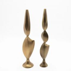  R Y Augousti Pair of Modern Abstract Sculptures in Bronze Patina Brass by Patrick Coard Paris - 3848368