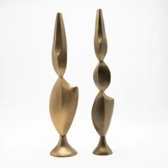  R Y Augousti Pair of Modern Abstract Sculptures in Bronze Patina Brass by Patrick Coard Paris - 3848370