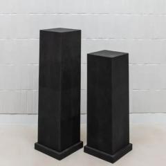  R Y Augousti Pair of Modern Classic Columns in Black Shagreen by R Y Augousti - 3847392