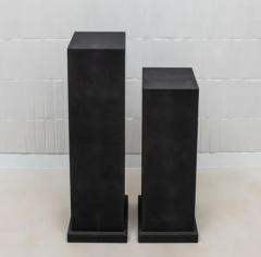  R Y Augousti Pair of Modern Classic Columns in Black Shagreen by R Y Augousti - 3847394