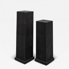  R Y Augousti Pair of Modern Classic Columns in Black Shagreen by R Y Augousti - 3855156