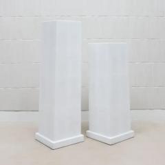  R Y Augousti Pair of Modern Classic Columns in White Shagreen by R Y Augousti - 3847351